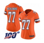 Women's Denver Broncos #77 Karl Mecklenburg Limited Orange Rush Vapor Untouchable 100th Season Football Jersey