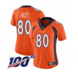 Women's Denver Broncos #80 Jake Butt Orange Team Color Vapor Untouchable Limited Player 100th Season Football Jersey