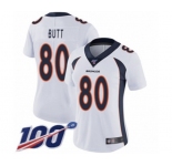 Women's Denver Broncos #80 Jake Butt White Vapor Untouchable Limited Player 100th Season Football Jersey