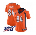 Women's Denver Broncos #84 Shannon Sharpe Orange Team Color Vapor Untouchable Limited Player 100th Season Football Jersey