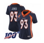 Women's Denver Broncos #93 Dre'Mont Jones Navy Blue Alternate Vapor Untouchable Limited Player 100th Season Football Jersey