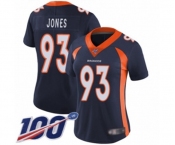 Women's Denver Broncos #93 Dre'Mont Jones Navy Blue Alternate Vapor Untouchable Limited Player 100th Season Football Jersey