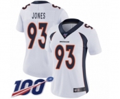 Women's Denver Broncos #93 Dre'Mont Jones White Vapor Untouchable Limited Player 100th Season Football Jersey