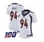 Women's Denver Broncos #94 DeMarcus Ware White Vapor Untouchable Limited Player 100th Season Football Jersey