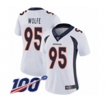 Women's Denver Broncos #95 Derek Wolfe White Vapor Untouchable Limited Player 100th Season Football Jersey