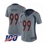 Women's Denver Broncos #99 Adam Gotsis Limited Silver Inverted Legend 100th Season Football Jersey