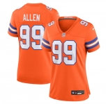 Women's Denver Broncos #99 Zach Allen Orange Mile High Collection 1977 Throwback Stitched Jersey