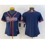 Women's Denver Broncos Blank Navy With Patch Cool Base Stitched Baseball Jersey