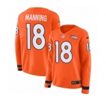Women's Nike Denver Broncos #18 Peyton Manning Limited Orange Therma Long Sleeve NFL Jersey