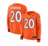 Women's Nike Denver Broncos #20 Brian Dawkins Limited Orange Therma Long Sleeve NFL Jersey