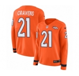 Women's Nike Denver Broncos #21 Su'a Cravens Limited Orange Therma Long Sleeve NFL Jersey