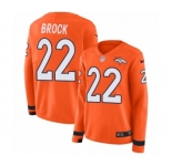 Women's Nike Denver Broncos #22 Tramaine Brock Limited Orange Therma Long Sleeve NFL Jersey