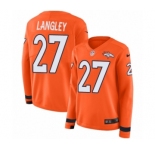 Women's Nike Denver Broncos #27 Brendan Langley Limited Orange Therma Long Sleeve NFL Jersey