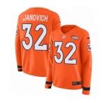 Women's Nike Denver Broncos #32 Andy Janovich Limited Orange Therma Long Sleeve NFL Jersey