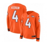 Women's Nike Denver Broncos #4 Case Keenum Limited Orange Therma Long Sleeve NFL Jersey