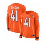Women's Nike Denver Broncos #41 Isaac Yiadom Limited Orange Therma Long Sleeve NFL Jersey