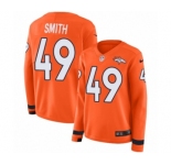 Women's Nike Denver Broncos #49 Dennis Smith Limited Orange Therma Long Sleeve NFL Jersey