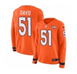 Women's Nike Denver Broncos #51 Todd Davis Limited Orange Therma Long Sleeve NFL Jersey