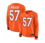 Women's Nike Denver Broncos #57 Demarcus Walker Limited Orange Therma Long Sleeve NFL Jersey