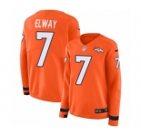 Women's Nike Denver Broncos #7 John Elway Limited Orange Therma Long Sleeve NFL Jersey