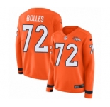 Women's Nike Denver Broncos #72 Garett Bolles Limited Orange Therma Long Sleeve NFL Jersey
