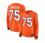 Women's Nike Denver Broncos #75 Menelik Watson Limited Orange Therma Long Sleeve NFL Jersey