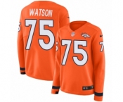 Women's Nike Denver Broncos #75 Menelik Watson Limited Orange Therma Long Sleeve NFL Jersey