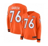 Women's Nike Denver Broncos #76 Max Garcia Limited Orange Therma Long Sleeve NFL Jersey