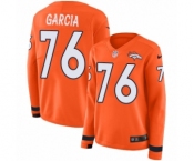 Women's Nike Denver Broncos #76 Max Garcia Limited Orange Therma Long Sleeve NFL Jersey
