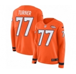 Women's Nike Denver Broncos #77 Billy Turner Limited Orange Therma Long Sleeve NFL Jersey