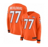 Women's Nike Denver Broncos #77 Karl Mecklenburg Limited Orange Therma Long Sleeve NFL Jersey