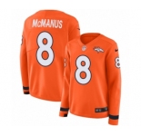 Women's Nike Denver Broncos #8 Brandon McManus Limited Orange Therma Long Sleeve NFL Jersey