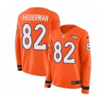 Women's Nike Denver Broncos #82 Jeff Heuerman Limited Orange Therma Long Sleeve NFL Jersey