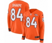 Women's Nike Denver Broncos #84 Shannon Sharpe Limited Orange Therma Long Sleeve NFL Jersey