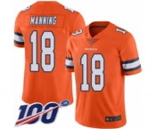 Youth Denver Broncos #18 Peyton Manning Limited Orange Rush Vapor Untouchable 100th Season Football Jersey