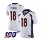 Youth Denver Broncos #18 Peyton Manning White Vapor Untouchable Limited Player 100th Season Football Jersey