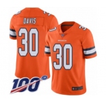 Youth Denver Broncos #30 Terrell Davis Limited Orange Rush Vapor Untouchable 100th Season Football Jersey