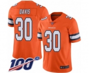 Youth Denver Broncos #30 Terrell Davis Limited Orange Rush Vapor Untouchable 100th Season Football Jersey