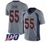 Youth Denver Broncos #55 Bradley Chubb Limited Silver Inverted Legend 100th Season Football Jersey