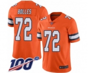Youth Denver Broncos #72 Garett Bolles Limited Orange Rush Vapor Untouchable 100th Season Football Jersey