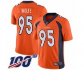 Youth Denver Broncos #95 Derek Wolfe Orange Team Color Vapor Untouchable Limited Player 100th Season Football Jersey