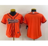 Youth Denver Broncos Navy Team Big Logo With Patch Cool Base Stitched Baseball Jersey