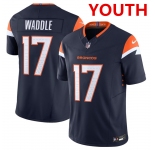 Youth Denver broncos #17 Jaylen Waddle navy 2026 f.u.s.e vapor untouchable limited stitched jersey