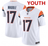 Youth Denver broncos #17 Jaylen Waddle white 2026 f.u.s.e vapor untouchable limited stitched jersey