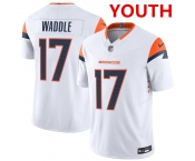 Youth Denver broncos #17 Jaylen Waddle white 2026 f.u.s.e vapor untouchable limited stitched jersey