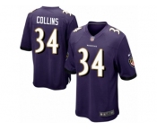 Men Nike Baltimore Ravens #34 Alex Collins Game Purple Team Color NFL Jersey