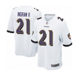 Men's Baltimore Ravens #21 Mark Ingram II Game White Football Jersey