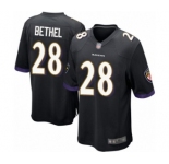 Men's Baltimore Ravens #28 Justin Bethel Game Black Alternate Football Jersey