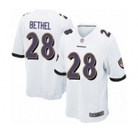 Men's Baltimore Ravens #28 Justin Bethel Game White Football Jersey