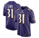 Men's Baltimore Ravens #31 Lewis Game Purple 2024 New Football Jersey